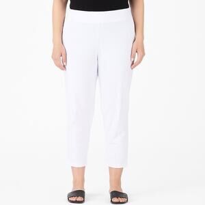 NWT Pure Jill Affinity French Terry Slim Crop Pants L Pockets Pima Cotton White